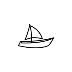 Boat Line Icon In Flat Style Vector For Apps, UI, Websites. Black Icon Vector Illustration