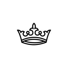 Crown Line Icon In Flat Style Vector Icon For Apps, UI, Websites. Black Icon Vector Illustration