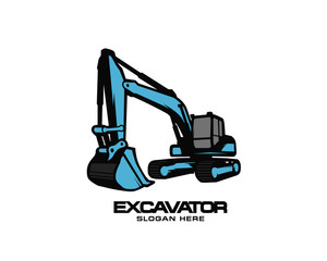 Excavator logo template vector. Heavy equipment logo vector for construction company. Creative excavator illustration for logo template. © FAAZT_Creative