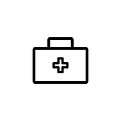 Obraz premium First Aid Box Line Icon In Flat Style Vector For App, UI, Websites. Black Icon Vector Illustration