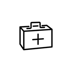 First Aid Box Line Icon In Flat Style Vector For App, UI, Websites. Black Icon Vector Illustration