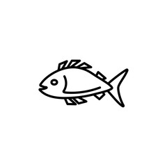 Fish Line Icon In Flat Style Vector For App, UI, Websites. Black Icon Vector Illustration