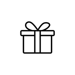 Gift Box Line Icon In Flat Style Vector For App, UI, Websites. Black Icon Vector Illustration
