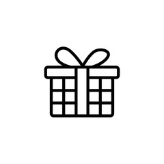 Gift Box Line Icon In Flat Style Vector For App, UI, Websites. Black Icon Vector Illustration