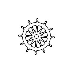 Obraz premium Helm Line Icon In Flat Style Vector For App, UI, Websites. Black Ship Wheel Icon Vector Illustration