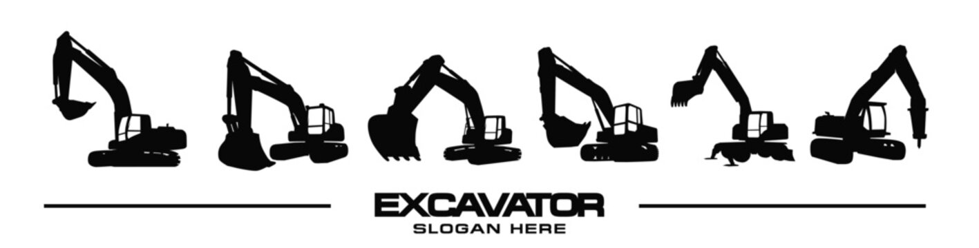 Excavator logo template vector. Heavy equipment logo vector for construction company. Creative excavator illustration for logo template.