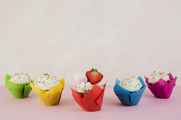 Birthday cupcakes and copyspace on top