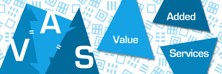 VAS - Value Added Services Blue Triangle Horizontal  - obrazy, fototapety, plakaty