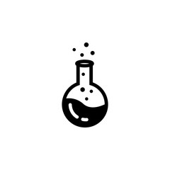Test Tube Icon In Flat Style Vector. Black Flask Icon Vector Illustration