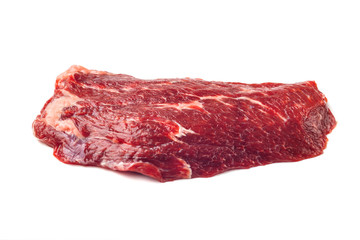 Crude raw rib eye steak  meat on a white backgrounds