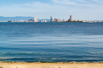 Fototapeta premium Wonderful view at Fukuoka city from Nokonoshima island.
