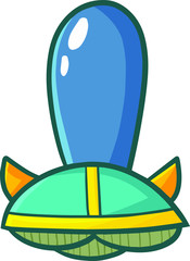 Funny and cute green rounded blue green UFO