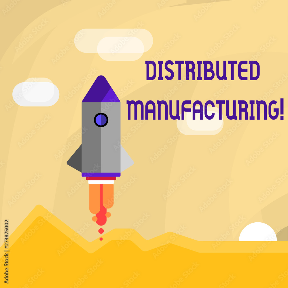 Poster conceptual hand writing showing distributed manufacturing. concept meaning practiced by enterprises 