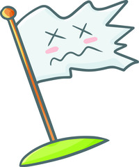Funny and cute white flag with loser expression
