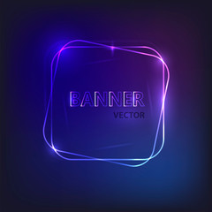 Glowing neon banner for design. Vector Background