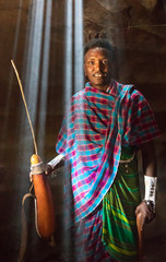 Maasai man in the traditional house