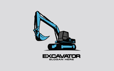 Excavator logo template vector. Heavy equipment logo vector for construction company. Creative excavator illustration for logo template.