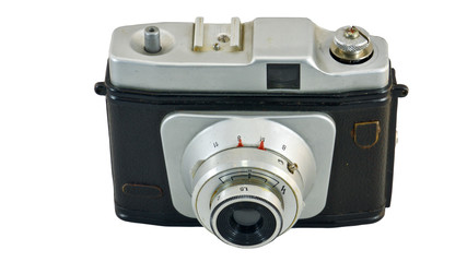 old 35mm camera on a white background
