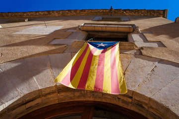 Catalan independence flag on the facade 