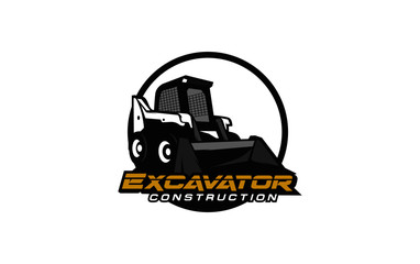 Excavator logo template vector. Heavy equipment logo vector for construction company. Creative excavator illustration for logo template.