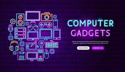 Computer Gadgets Neon Banner Design