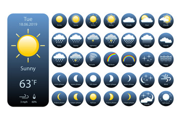set Weather Icons For Print, Web or Mobile App vector eps 10
