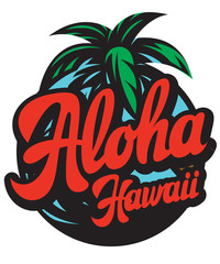 Vector color illustration on aloha with a palm © 111chemodan111
