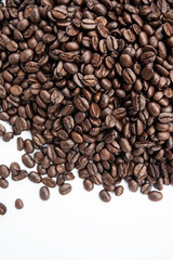 Closeup group of coffee bean on white background,