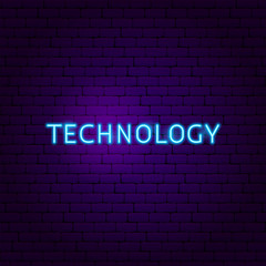 Technology Text Neon Label