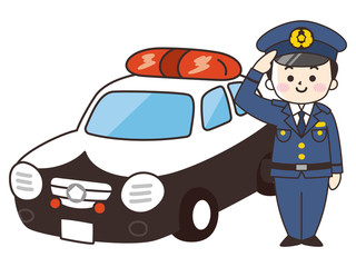 男性警察官とパトカー © shintako