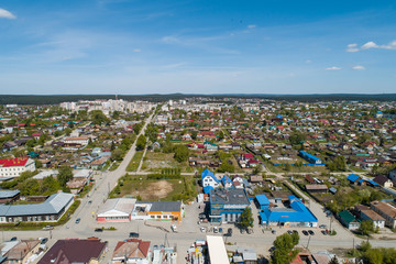 Fototapeta premium Sysert city. Private houses. Aerial. Summer day