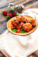 fried chicken wings on table