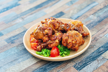 fried chicken wings on table
