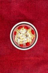 tasty Carbonara pasta on the table