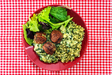 beef meatball and herbs cooked vegetables