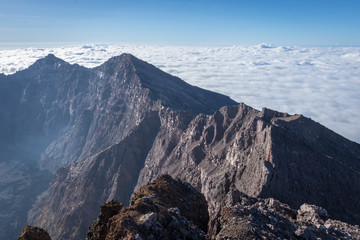 An extreme track to Raung mount summit called 'Puncak Sejati'. Raung is the most challenging of all Java’s mountain trails, also is one of the most active volcanoes on the island of Java in Indonesia.