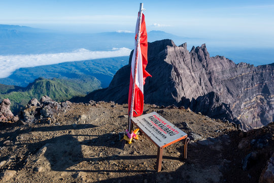 A view from 'Puncak Sejati' (3,344m) and its Caldera. Raung is the most challenging of all Java&rsquo;s mountain trails, also is one of the most active volcanoes on the island of Java in Indonesia.