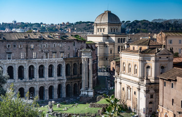 Fototapeta na wymiar ROME, Italy: Aerial View of Marcellus Theatre, Synagogue and Roman Ruins