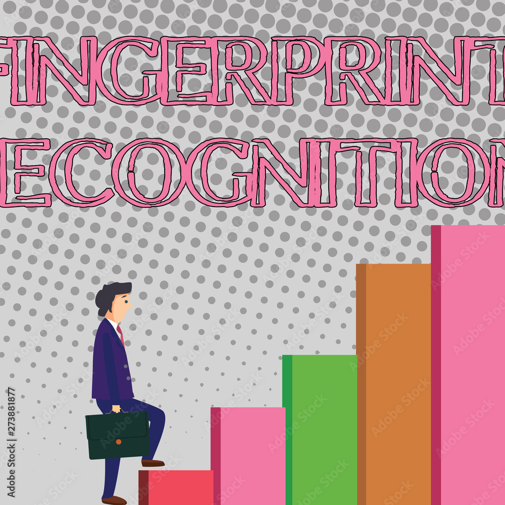 Poster text sign showing fingerprint recognition. business photo showcasing identifying identity individual