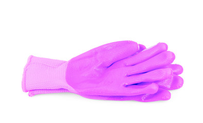 purple gloves on white background