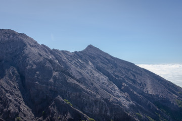A view from flag peak or 'Puncak Bendera'. Raung is the most challenging of all Java’s mountain trails, also is one of the most active volcanoes on the island of Java in Indonesia.
