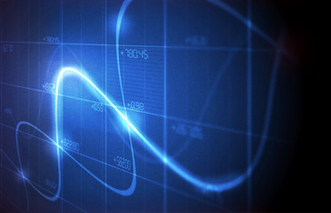 financial charts and graphs background . line graph on screen , illustration