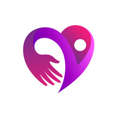 people healthy and care logo template.  people and hands in heart shape