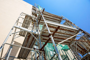 Scaffolding system in construction. scaffolding on a construction site