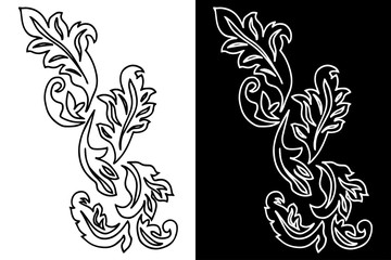 herb floral hand drawn sketch black and white doodle