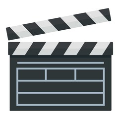 Fototapeta premium Film production clapper icon. Flat illustration of film production clapper vector icon for web design