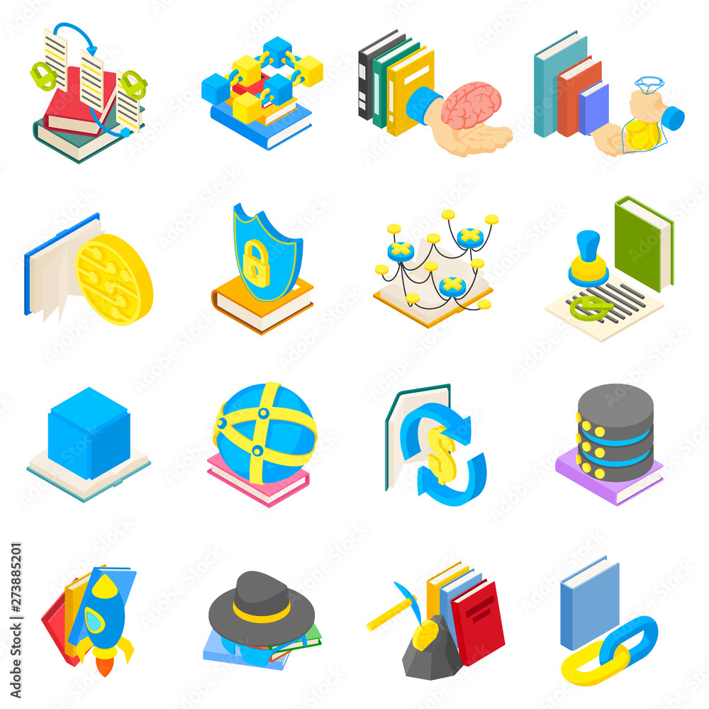Poster cyber learning icons set. isometric set of 16 cyber learning vector icons for web isolated on white 