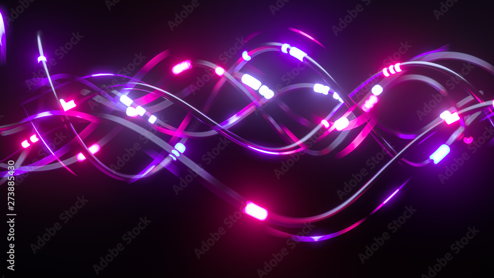Aufkleber digital wires with moving information impulse. creative composition with cables transfering big data