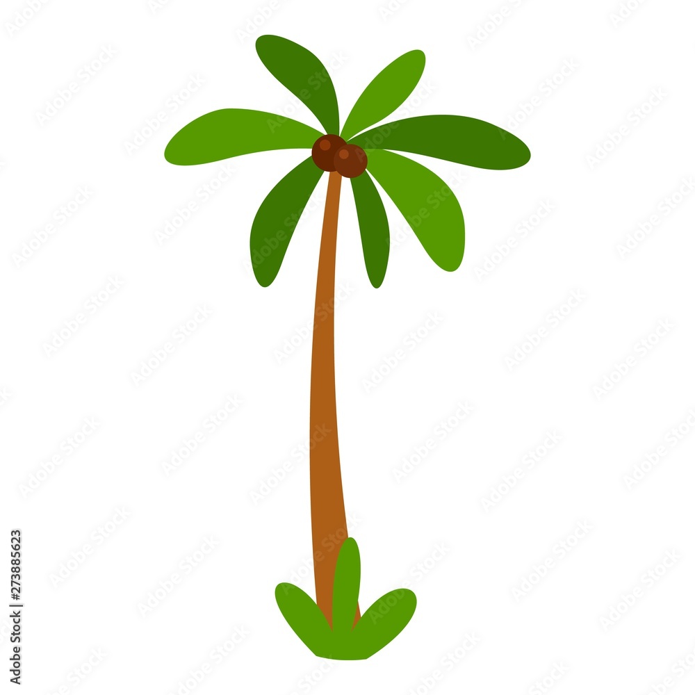 Sticker Tropical palm tree icon. Flat illustration of tropical palm tree vector icon for web design