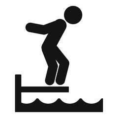 Man on diving board icon. Simple illustration of man on diving board vector icon for web design isolated on white background